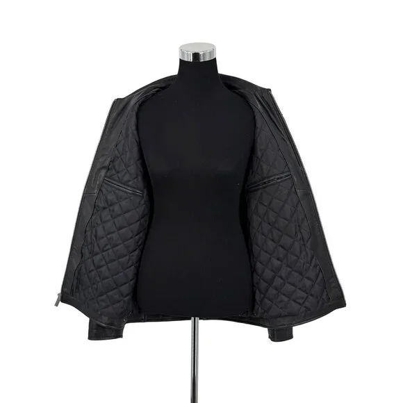 VTG Perry Ellis Portfolio Mens Black Lambskin Leather Jacket | 90s Quiet Luxury - Picture 12 of 16